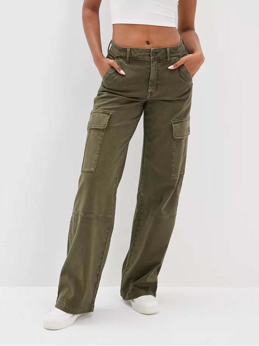 American Eagle Outfitters Olive Green Wide-Leg Cargo Pants
